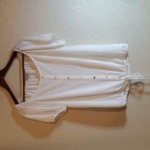 NEW White Birch Faux Button Up Elastic Sleeve & Bottom Top